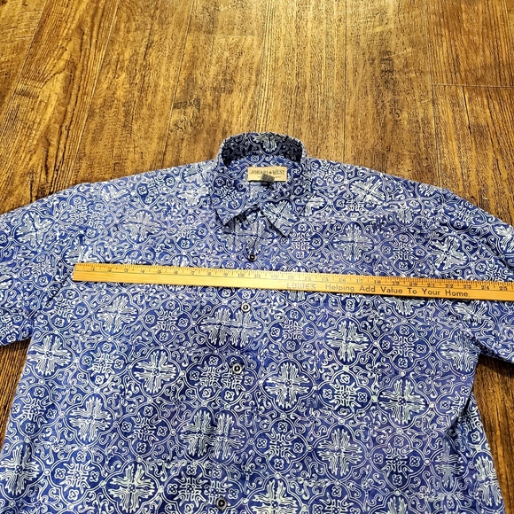 JOHARI WEST Blue Patterned Men's Shirt - Picture 5 of 6